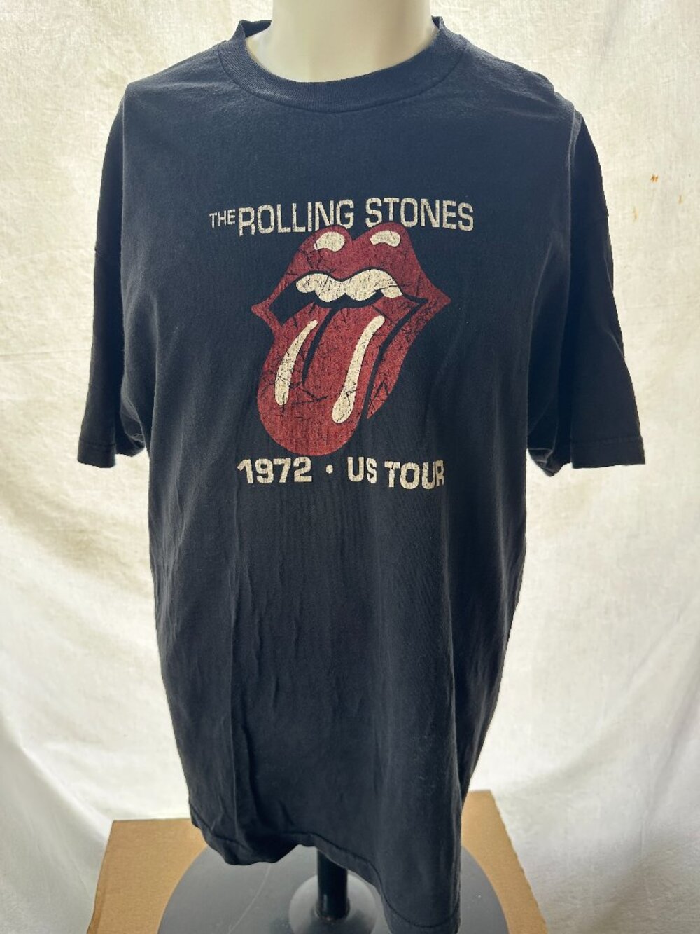 Rolling Stones 1972 US Tour Mick Jagger Keith Richards Men's Black Shirt Size XL